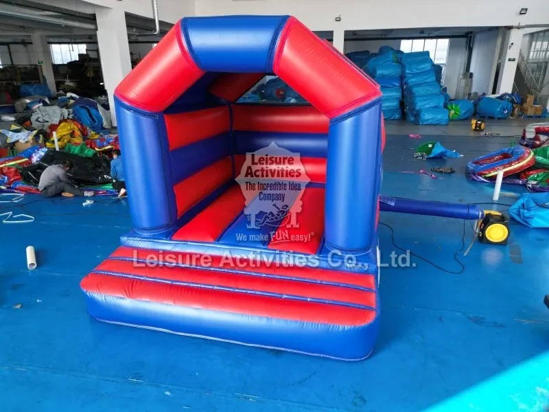 Mini Inflatable Bouncy Castle A Frame Red Blue With Roof