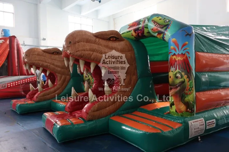 Small Inflatable Multiplay Bouncy Castles T Rex With Slide Small Inflatable Multiplay Bouncy Castles T Rex With Slide